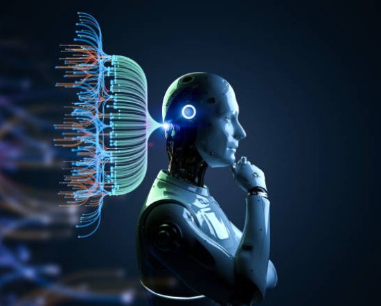 Automation data analytic with 3d rendering ai robot with digital visualization for big data scientist