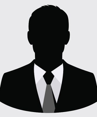 Vector businessman black silhouette isolated.